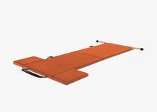 Load image into Gallery viewer, contrology folding mat with moon boxes and handles|color::orange ochre