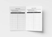 Load image into Gallery viewer, Open Equipment maintenance log on white background