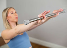 Load image into Gallery viewer, weighted metal pole with gray end caps - in use