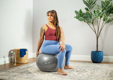 Load image into Gallery viewer, Burst-Resistant Fitness Ball in use during pregnancy - gray