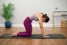 Load image into Gallery viewer, yoga on black hanging mat