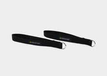 Load image into Gallery viewer, Black double loops pair by Balanced Body for versatile Pilates workouts. Cotton D-ring Loops | caption::Cotton D-Ring Double Loops