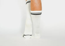 Load image into Gallery viewer, Varsity Crew Socks on white background rear view
