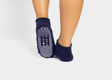 Load image into Gallery viewer, Padded Ankle Smiley Grip Socks rear view

