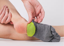 Load image into Gallery viewer, Wearing textured toes sock - showing texture effects on foot
