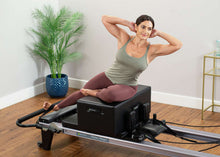 Load image into Gallery viewer, Cotton footstrap for pilates reformer exercises in use | caption:: Long Footstrap on Allegro Reformer
