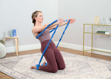 Load image into Gallery viewer, resistance exercise band - blue - in use
