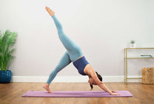 Load image into Gallery viewer, yoga on purple hanging mat
