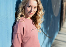 Load image into Gallery viewer, “J’adore your Core” Embroidered Crop Crewneck side photo
