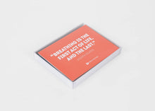 Load image into Gallery viewer, Words from Joe Notecards: "Breathing is the first act of life, and the last".

