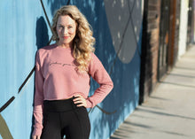 Load image into Gallery viewer, “J’adore your Core” Embroidered Crop Crewneck in-use photo
