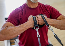 Load image into Gallery viewer, Man pulling on Polypro Neoprene Handles during a resistance exercise.
